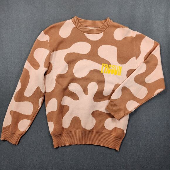 PacSun Sweaters - Pacsun Womens Sweater Small Pink Brown Camo Abstract Crewneck Stretch Preppy